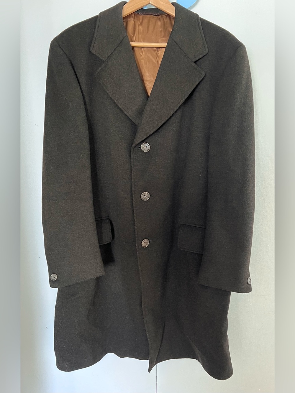 Men's Chocolate Brown Crombie Wool Overcoat - Classic Tailored Coat